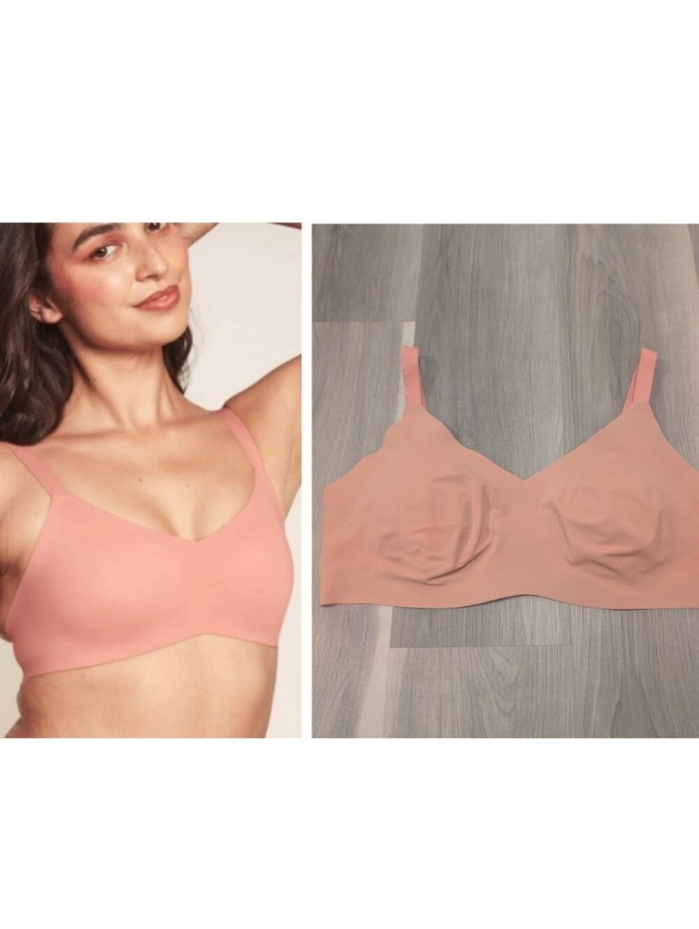 Knix | Padded V-Neck Thin Strap Wireless Bra In Pink Ginger (8=40D-DDD, 42D-DD)